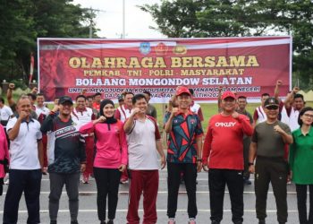 Hadapi Tahun Politik Polres Bolsel Perkuat Sinergitas, Gelar Olahraga Bersama TNI dan Pemkab