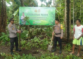 Memperingati Hari Bhayangkara ke 78 Tahun, Polsek Tagulandang Gelar Kegiatan Penanam Pohon