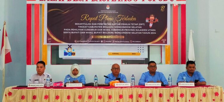 KPU Bolsel Tetapkan DPT Pilkada 2024