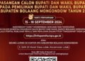 KPU Bolmong Buka Penerimaan Masukan dan Tanggapan Masyarakat Terhadap Paslon Bupati dan Wakil Bupati