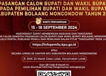 KPU Bolmong Buka Penerimaan Masukan dan Tanggapan Masyarakat Terhadap Paslon Bupati dan Wakil Bupati