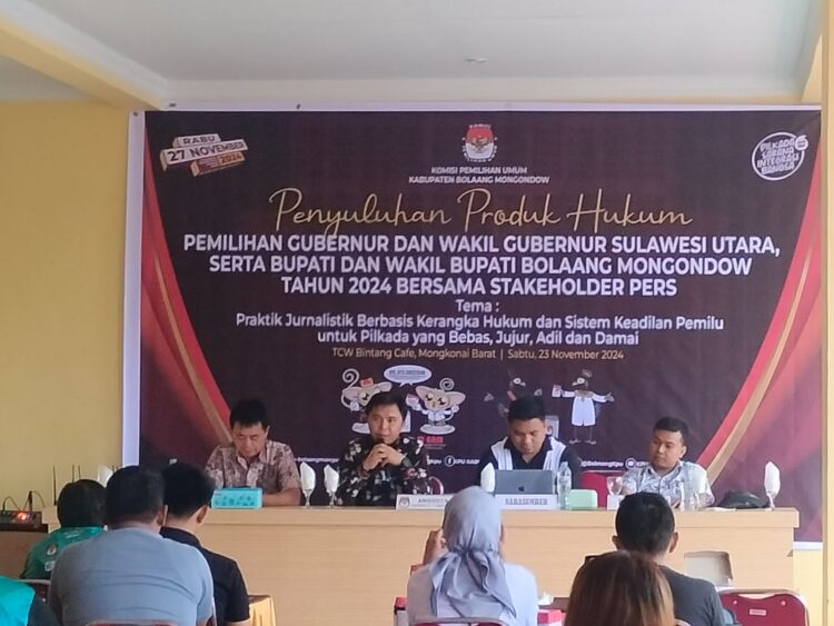 KPU Bolmong Gelar Penyuluhan Produk Hukum Pilkada 2024 Bersama Insan Pers