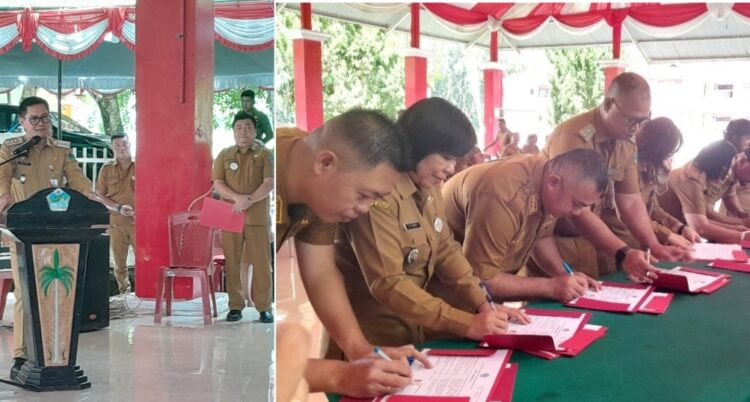 Para Pejabat di Pemkab Minut Teken Perjanjian Kerja, Pakta Integritas, Inovasi dan Prestasi, Ada 2 Kepala OPD Tidak Hadir