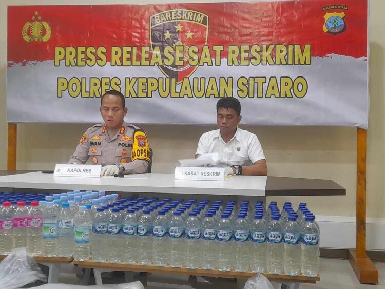 Polres Sitaro Berhasil Amankan Ribuan Liter Miras Seludupan