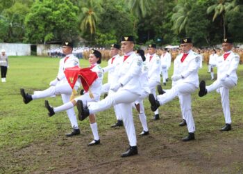 Paskibraka Sitaro 2024 Sukses Kibarkan Merah Putih di Upacara Peringatan Hari Lahir Pancasila