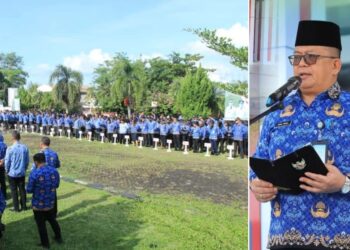 Selain Disiplin Kerja, Bupati Chyntia Juga Ingatkan Beberapa Hal Lewat Sambutan yang Dibacakan Sekda di Apel KORPRI