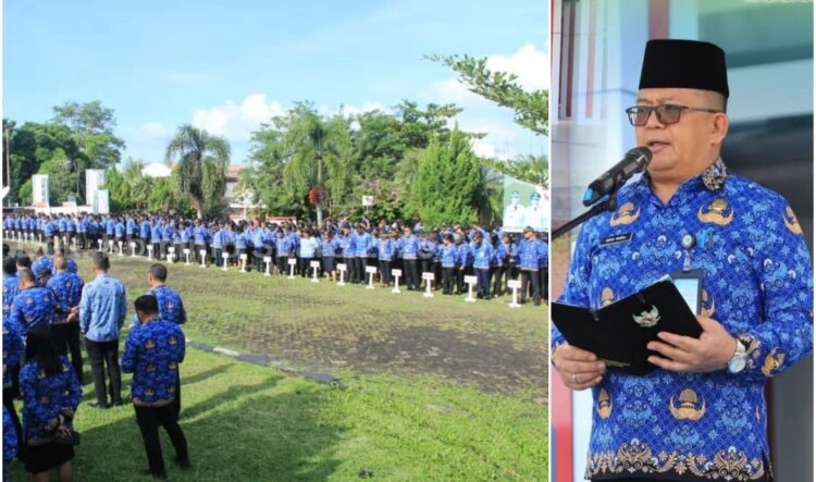 Selain Disiplin Kerja, Bupati Chyntia Juga Ingatkan Beberapa Hal Lewat Sambutan yang Dibacakan Sekda di Apel KORPRI