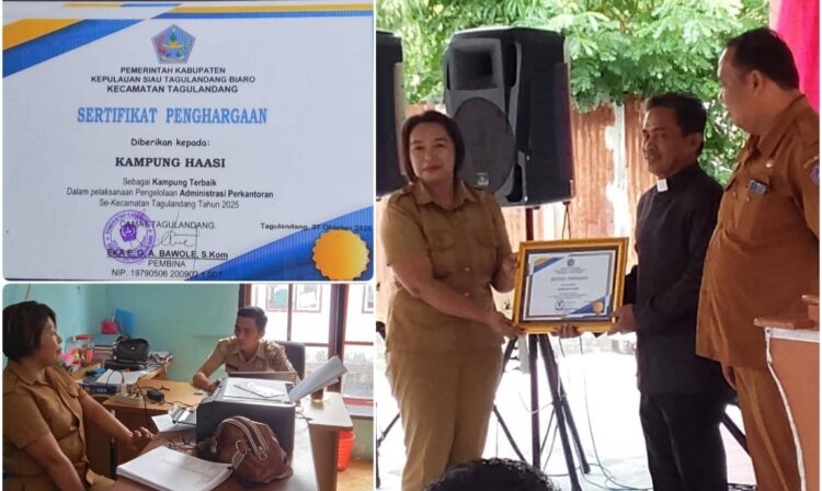 Kampung Haasi Raih Penghargaan ‘Kampung Tertib Administrasi Terbaik’ se-Kecamatan Tagulandang