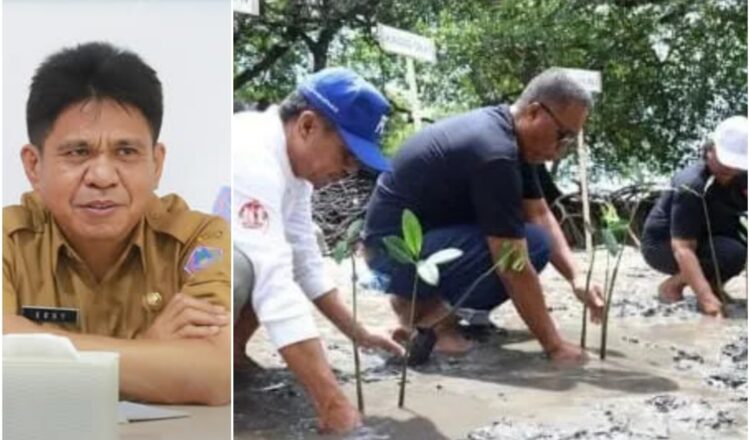 Dukung Program Pelestarian Lingkungan, Pemkab SITARO Tanam Mangrove di Kampung Kapeta