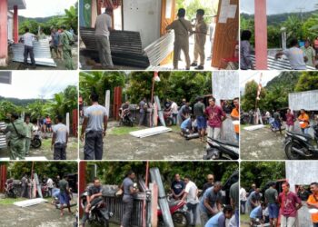 Pemerintah Kampung Lumbo Salurkan Bantuan Seng Bagi Warga Terdampak Erupsi Gunung Ruang