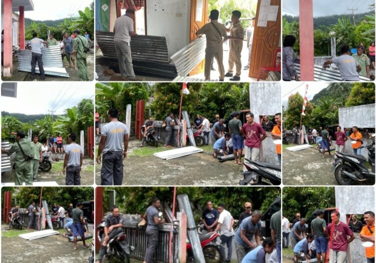 Pemerintah Kampung Lumbo Salurkan Bantuan Seng Bagi Warga Terdampak Erupsi Gunung Ruang