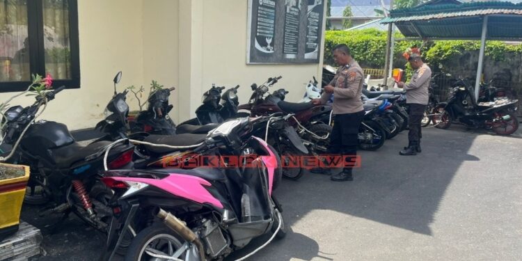 Polsek Tagulandang Eksekusi 17 Kendaraan Roda Dua yang Menggunakan Knalpot Racing