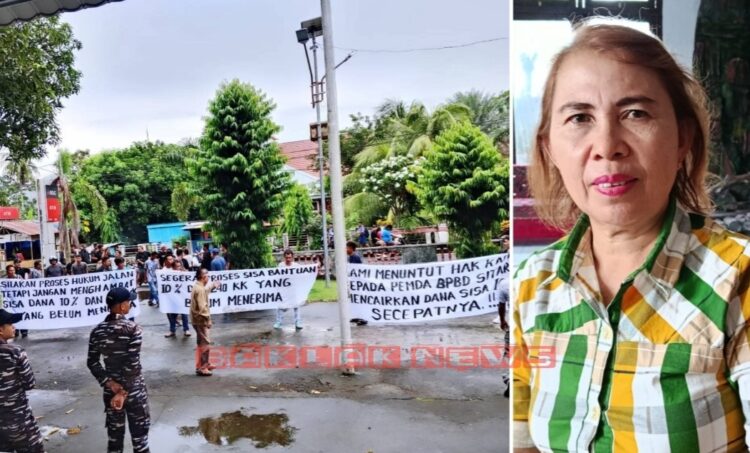 Pertanyakan Kejelasan Sisa Dana Bantuan, Puluhan Warga Korban Erupsi Gunung Ruang  “Goyang” Kantor Camat Tagulandang