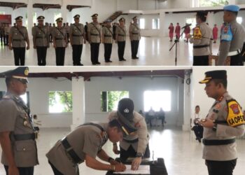 Polres Kepulauan SITARO Gelar Sertijab Pejabat Utama, Putra Biaro Jabat Kabag Ops